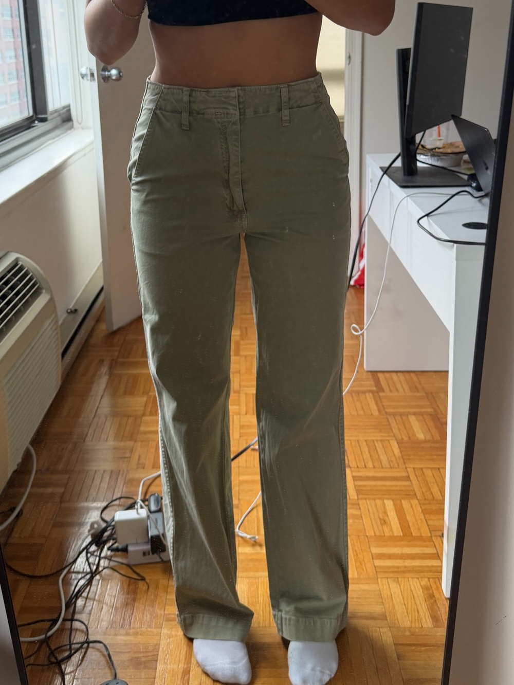 AMO Straight-Leg Jeans in Olive